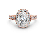 Rose gold Oval Halo Pavé Diamond Engagement Ring with Four-Prong Setting_27