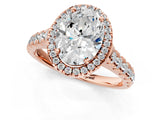 Rose gold Oval Halo Pavé Diamond Engagement Ring with Four-Prong Setting_28