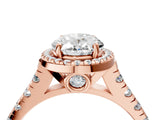 Rose gold Oval Halo Pavé Diamond Engagement Ring with Four-Prong Setting_31