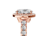Rose gold Oval Halo Pavé Diamond Engagement Ring with Four-Prong Setting_32