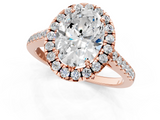 Rose gold Oval Halo Pavé Diamond Engagement Ring with Four-Prong Setting_4