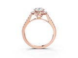 Rose gold Oval Halo Pavé Diamond Engagement Ring with Four-Prong Setting_6