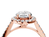 Rose gold Oval Halo Pavé Diamond Engagement Ring with Four-Prong Setting_7
