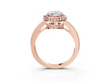 Rose gold Oval Halo Pave Band Solitaire Ring with Prong Setting_65