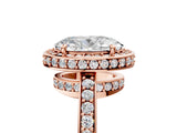 Rose gold Oval Halo Pave Band Solitaire Ring with Prong Setting_67