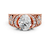 Rose gold Oval Halo Pave Diamond Engagement Ring with Milgrain Detailing_49