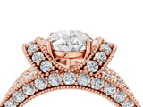 Rose gold Oval Halo Pave Diamond Engagement Ring with Milgrain Detailing_53