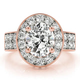 Rose gold Oval Halo Pave Diamond Ring with Four-Prong Setting 1