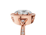Rose gold Oval Halo Round Diamond Milgrain Pave Engagement Ring_14