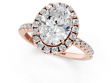 Rose gold Oval Halo Round Diamond Pavé Band Four-Prong Ring_4