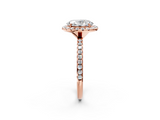 Rose gold Oval Halo Round Diamond Pavé Band Four-Prong Ring_5