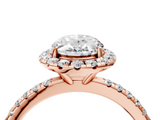Rose gold Oval Halo Round Diamond Pavé Band Four-Prong Ring_7
