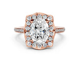 Rose gold Oval Halo Round Diamond Pave Band with Four-Prong Setting_39
