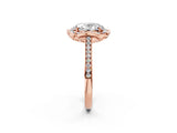 Rose gold Oval Halo Round Diamond Pave Band with Four-Prong Setting_41