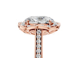 Rose gold Oval Halo Round Diamond Pave Band with Four-Prong Setting_44