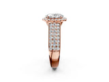Rose gold Oval Halo Round Diamond Pave Band with Prong Setting 2