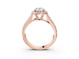 Rose gold Oval Halo Round Diamond Pave Band with Prong Setting 3