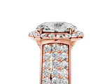 Rose gold Oval Halo Round Diamond Pave Band with Prong Setting 5