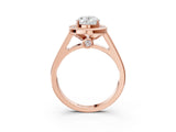 Rose gold Oval Halo Solitaire Diamond Ring with Pave Band and Bezel Setting_52