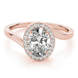 Rose gold Oval Halo Solitaire Diamond Ring with Split Shank and Prong Setting 1