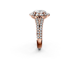 Rose gold Oval Halo Split Shank Diamond Engagement Ring with Pave Band and Four-Prong Setting_56
