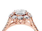 Rose gold Oval Halo Split Shank Diamond Engagement Ring with Pave Band and Four-Prong Setting_58