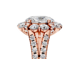 Rose gold Oval Halo Split Shank Diamond Engagement Ring with Pave Band and Four-Prong Setting_59