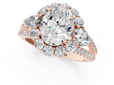 Rose gold Oval Halo Split Shank Diamond Engagement Ring with Prong Setting_21