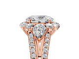 Rose gold Oval Halo Split Shank Diamond Engagement Ring with Prong Setting_25