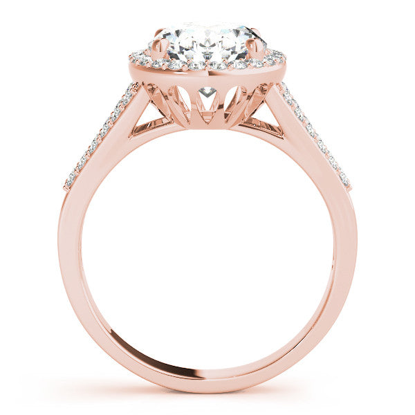Rose gold Oval Halo Split Shank Diamond Ring with Four-Prong Setting 2