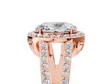 Rose gold Oval Halo Split Shank Diamond Ring with Four-Prong Setting_39