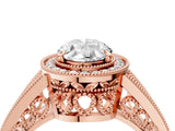 Rose gold Oval Halo Split Shank Diamond Ring with Milgrain Prong Setting_10