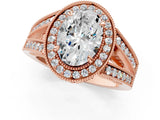 Rose gold Oval Halo Split Shank Diamond Ring with Milgrain Prong Setting_7