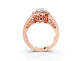 Rose gold Oval Halo Split Shank Diamond Ring with Milgrain Prong Setting_9