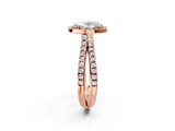 Rose gold Oval Halo Split Shank Diamond Ring with Pavé Setting_28