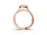 Rose gold Oval Halo Split Shank Diamond Ring with Pavé Setting_29