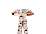 Rose gold Oval Halo Split Shank Diamond Ring with Pavé Setting_31