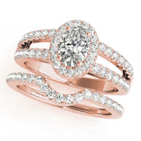 Rose gold Oval Halo Split Shank Diamond Ring with Prong Setting 1