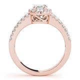Rose gold Oval Halo Split Shank Diamond Ring with Prong Setting 2