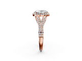Rose gold Oval Halo Split Shank Diamond Ring with Prong Setting_22