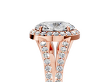 Rose gold Oval Halo Split Shank Diamond Ring with Prong Setting_25