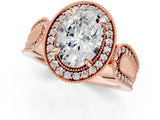 Rose gold Oval Halo Split Shank Milgrain Diamond Ring_19
