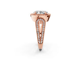 Rose gold Oval Halo Split Shank Milgrain Diamond Ring_20