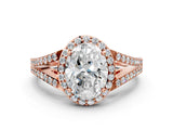Rose gold Oval Halo Split Shank Pave Diamond Ring with Four-Prong Setting_51