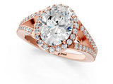 Rose gold Oval Halo Split Shank Pave Diamond Ring with Four-Prong Setting_52