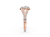 Rose gold Oval Halo Split Shank Pave Diamond Ring with Four-Prong Setting_53