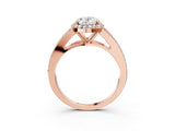 Rose gold Oval Halo Split Shank Pave Diamond Ring with Four-Prong Setting_54