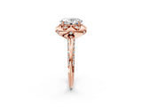 Rose gold Oval Halo Split Shank Pave Diamond Ring with Petal Prong Setting_22