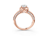 Rose gold Oval Halo Split Shank Pave Diamond Ring with Petal Prong Setting_23