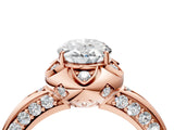 Rose gold Oval Halo Split Shank Pave Diamond Ring with Petal Prong Setting_24